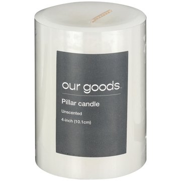 our goods Unscented Pillar Candle - White, 4"