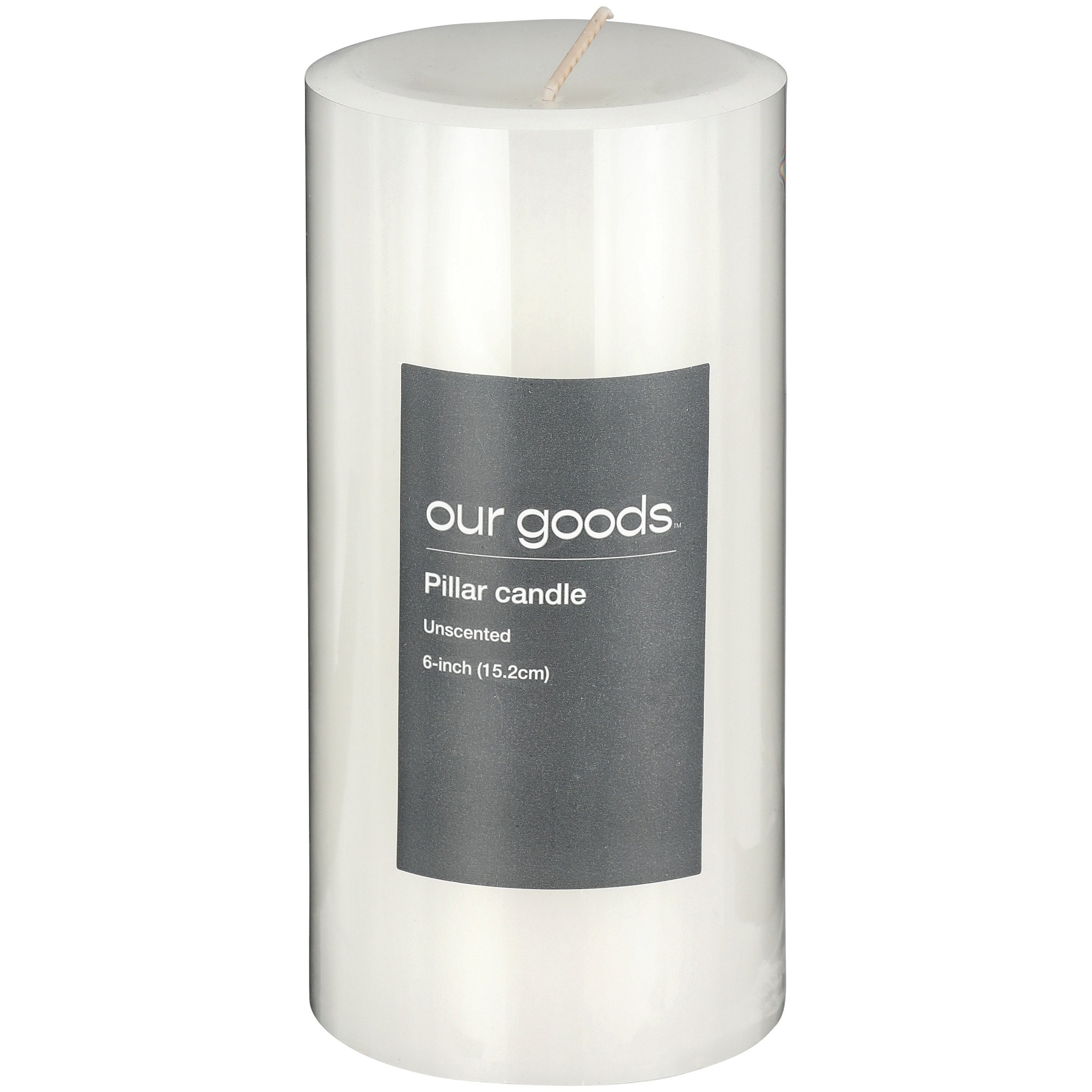 our goods Unscented Pillar Candle - White - Shop Candles at H-E-B