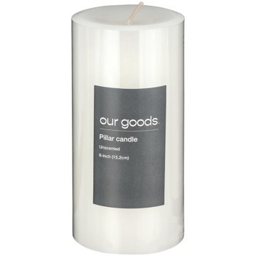 our goods Unscented Pillar Candle - White, 6"
