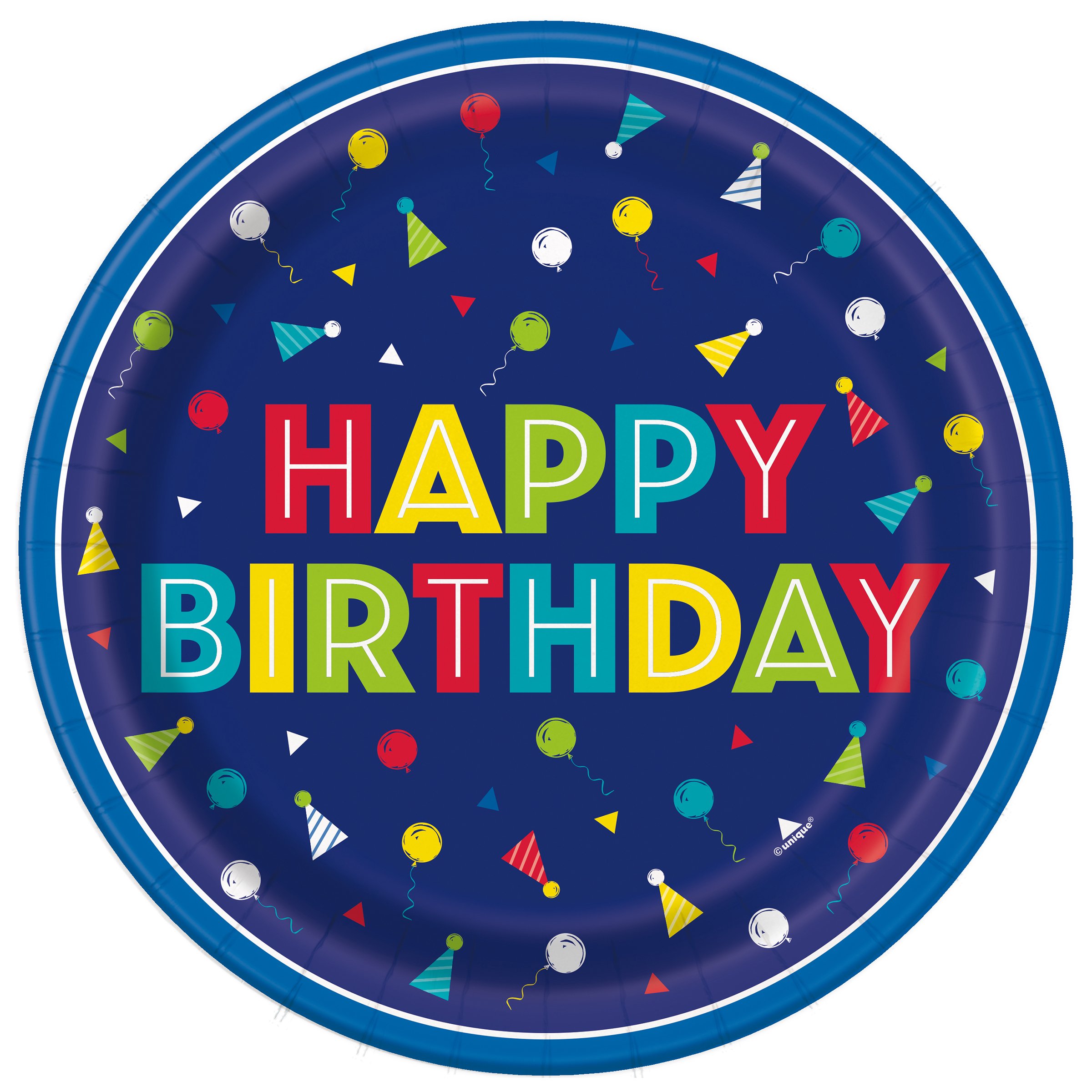 Unique Peppy Theme Happy Birthday Paper Plates 8 ct