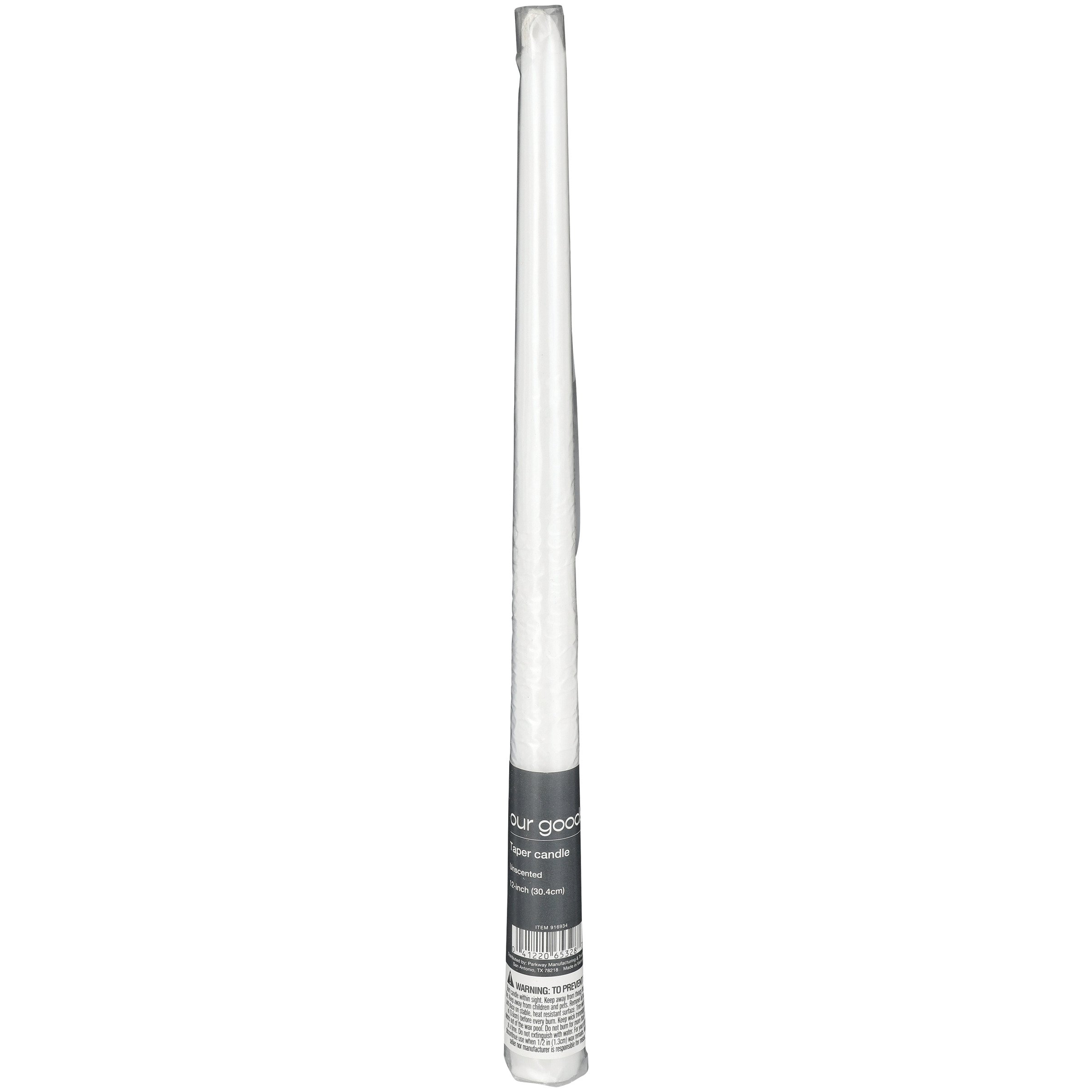 our goods Unscented Taper Candle - White, 12"