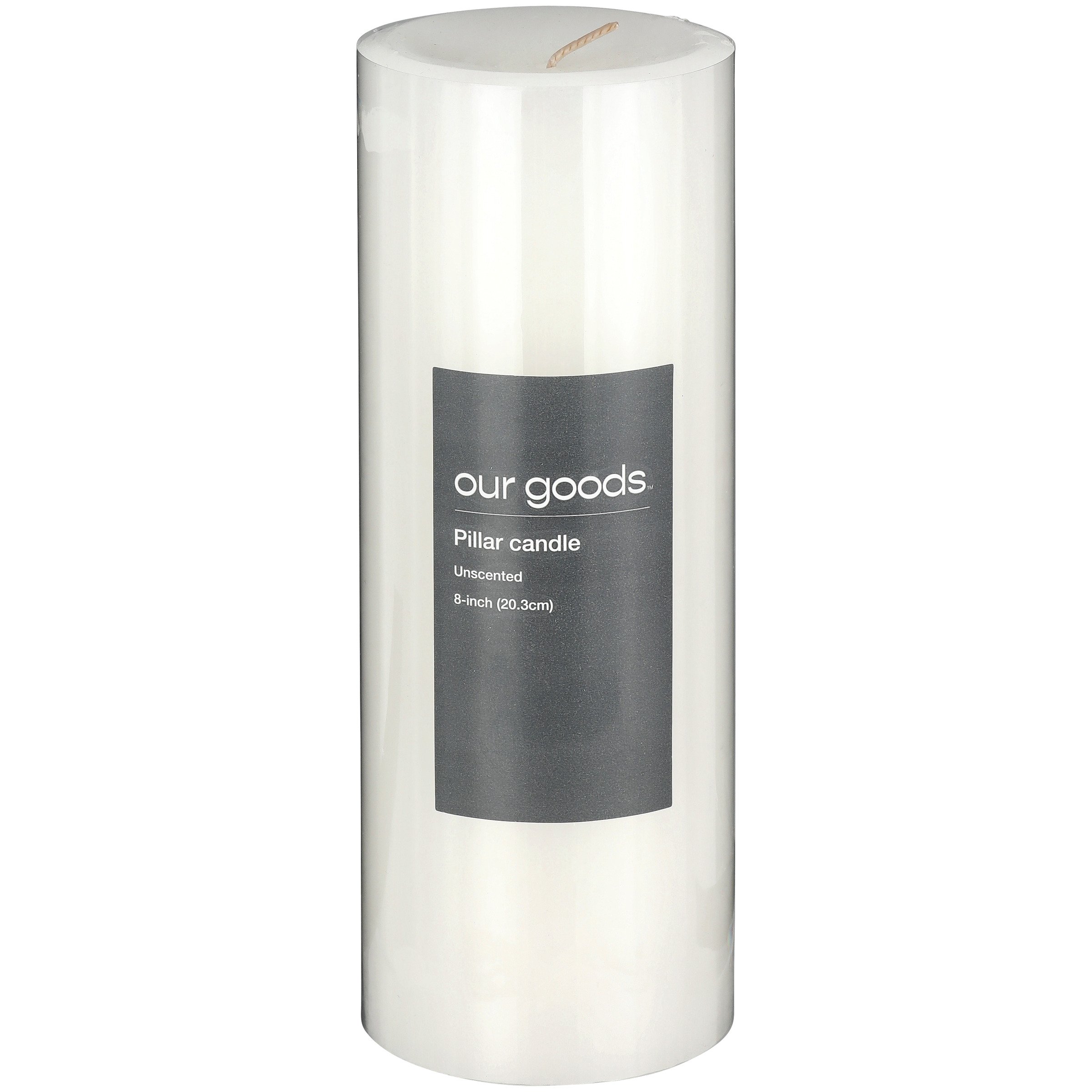 our goods Unscented Pillar Candle - White, 8"