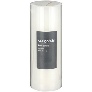 our goods Unscented Pillar Candle - White, 8"