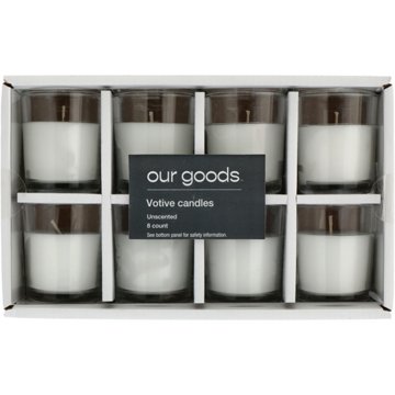 our goods Unscented Votive Candles - White Wax, 8 ct