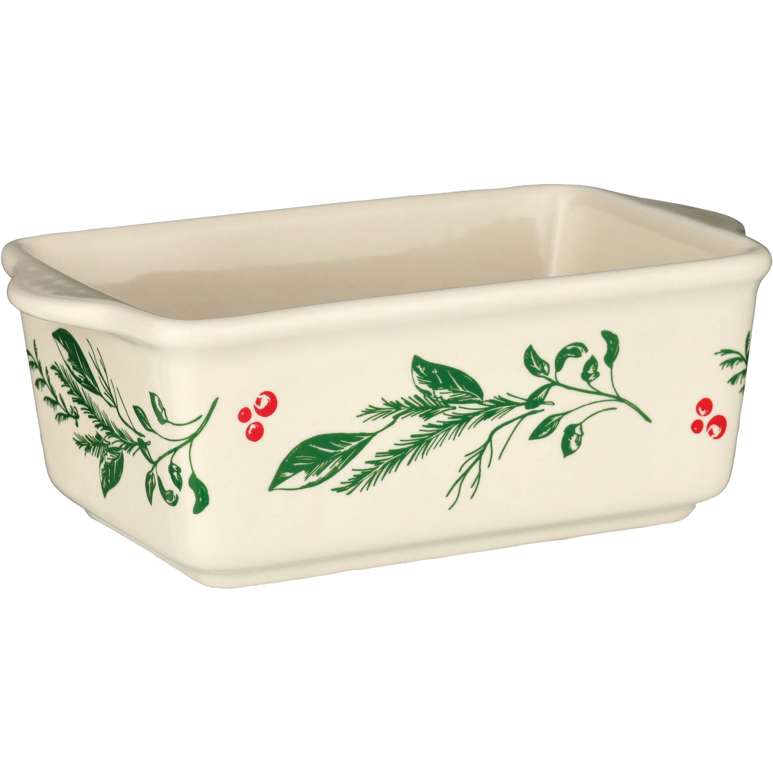 Greenbrier Christmas Holiday Ceramic Mini Loaf Pans, Nonstick