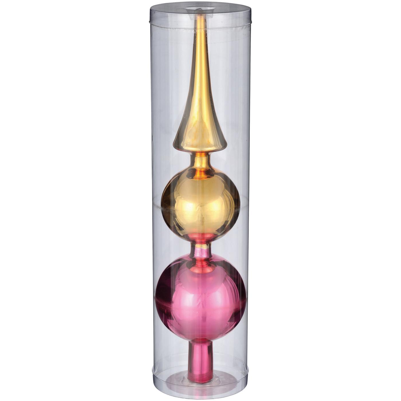 Destination Holiday Vintage Glass Tree Topper - Pink & Gold; image 1 of 2