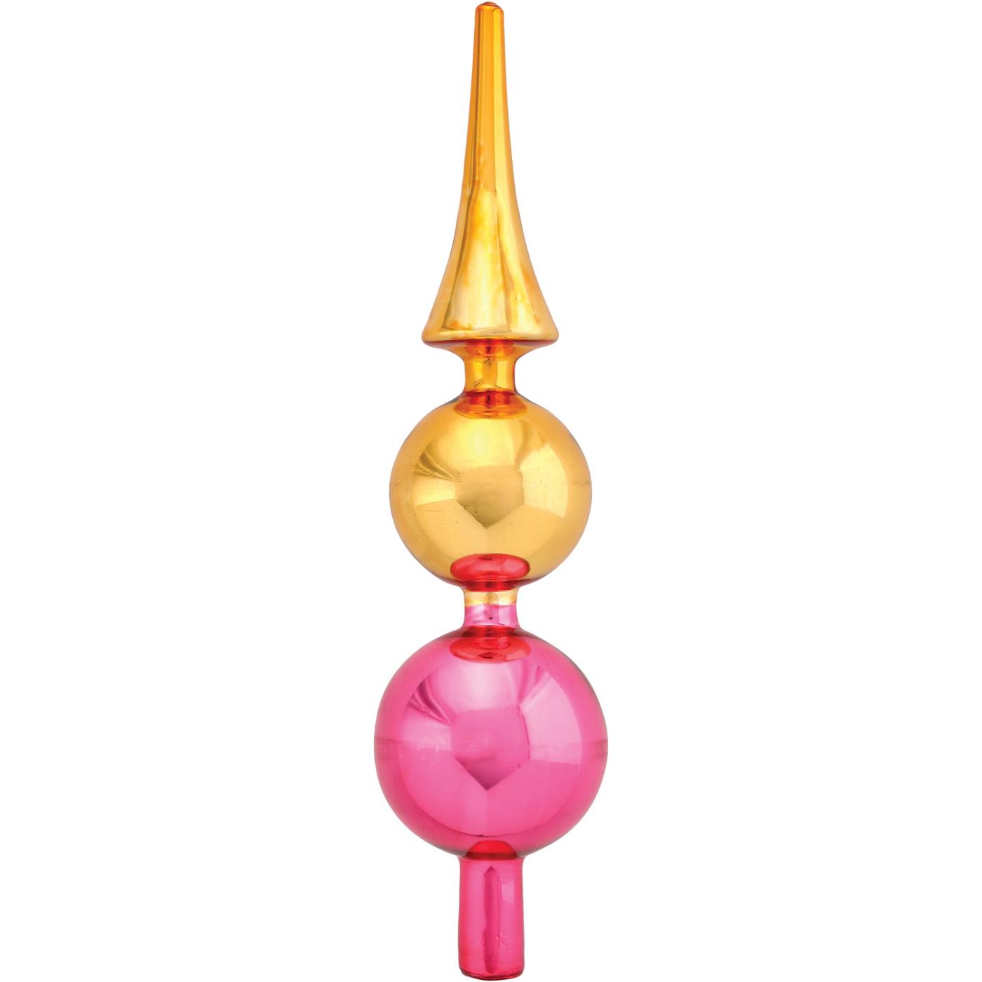 Destination Holiday Vintage Glass Tree Topper - Pink & Gold; image 2 of 2