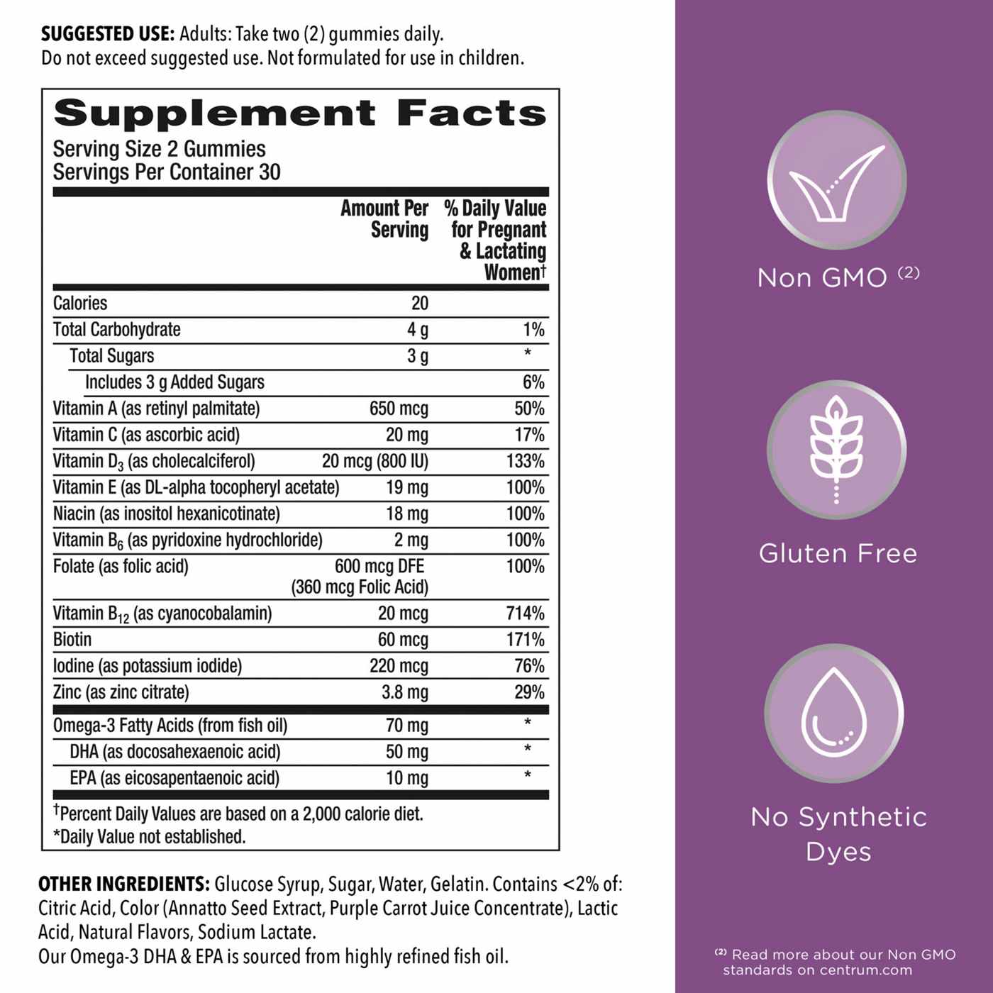 Centrum PreNatal Multivitamin Gummy - Mixed Berry & Orange; image 3 of 6