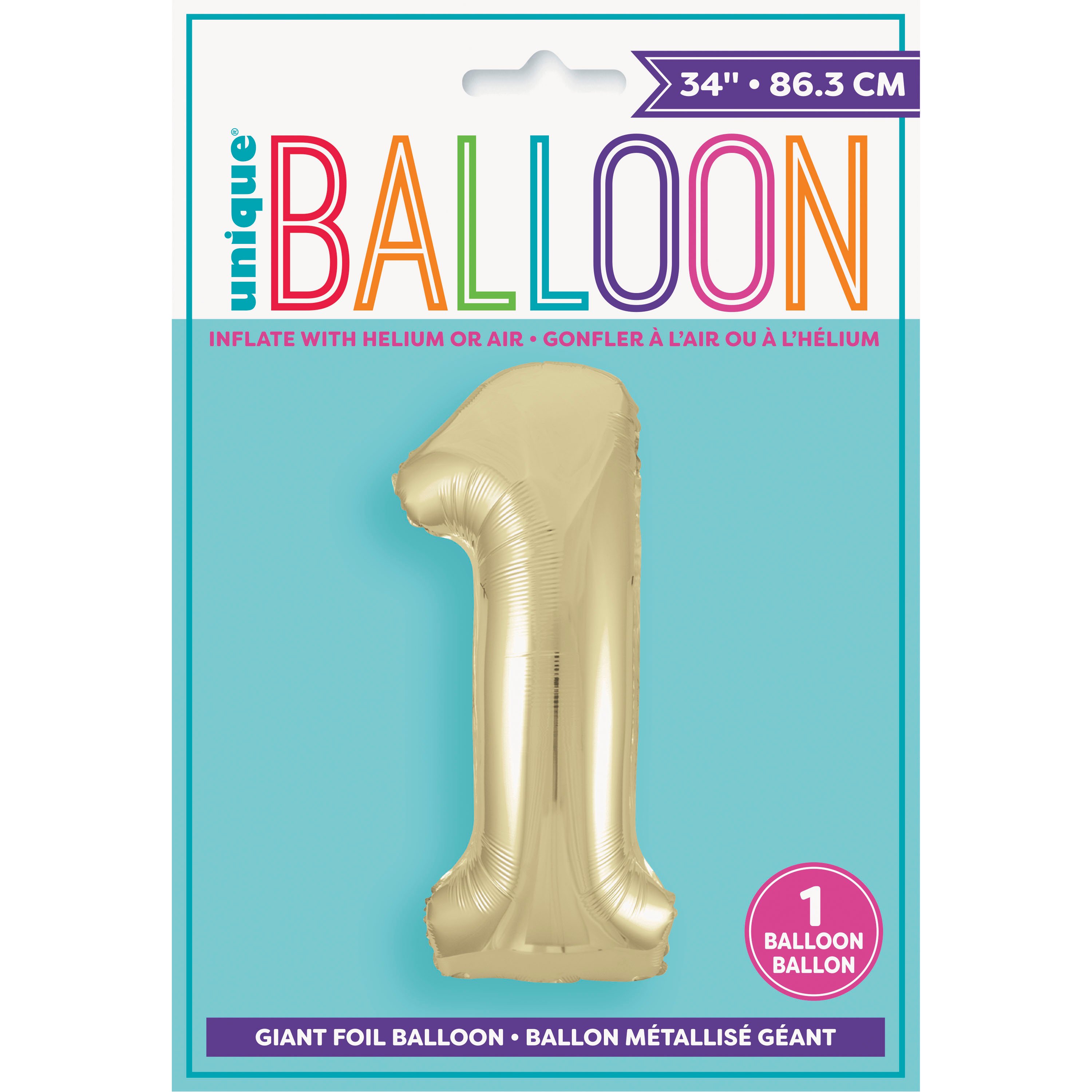 unique Number 1 Giant Foil Balloon - Gold