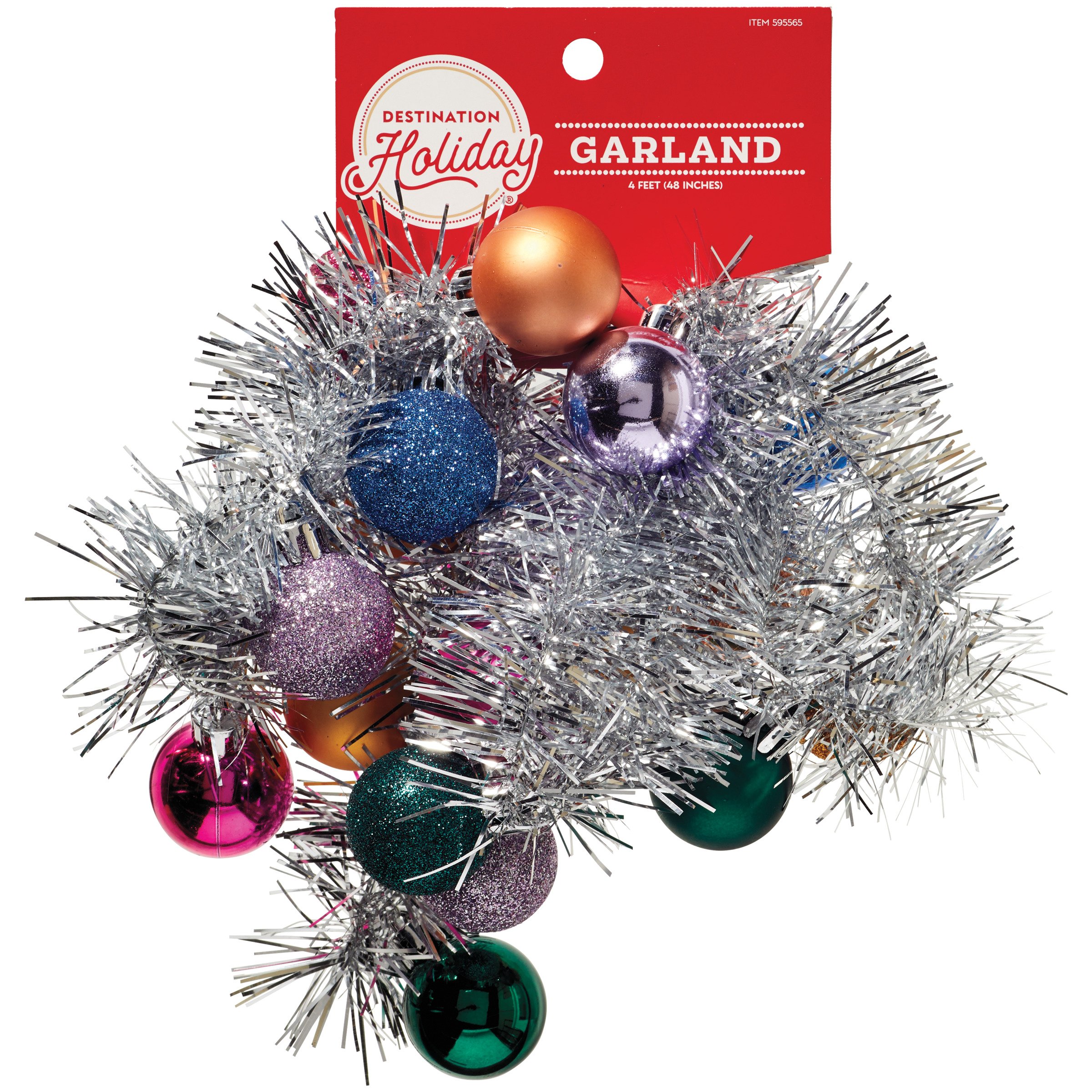 Destination Holiday Tinsel & Ball Garland Silver Shop Seasonal