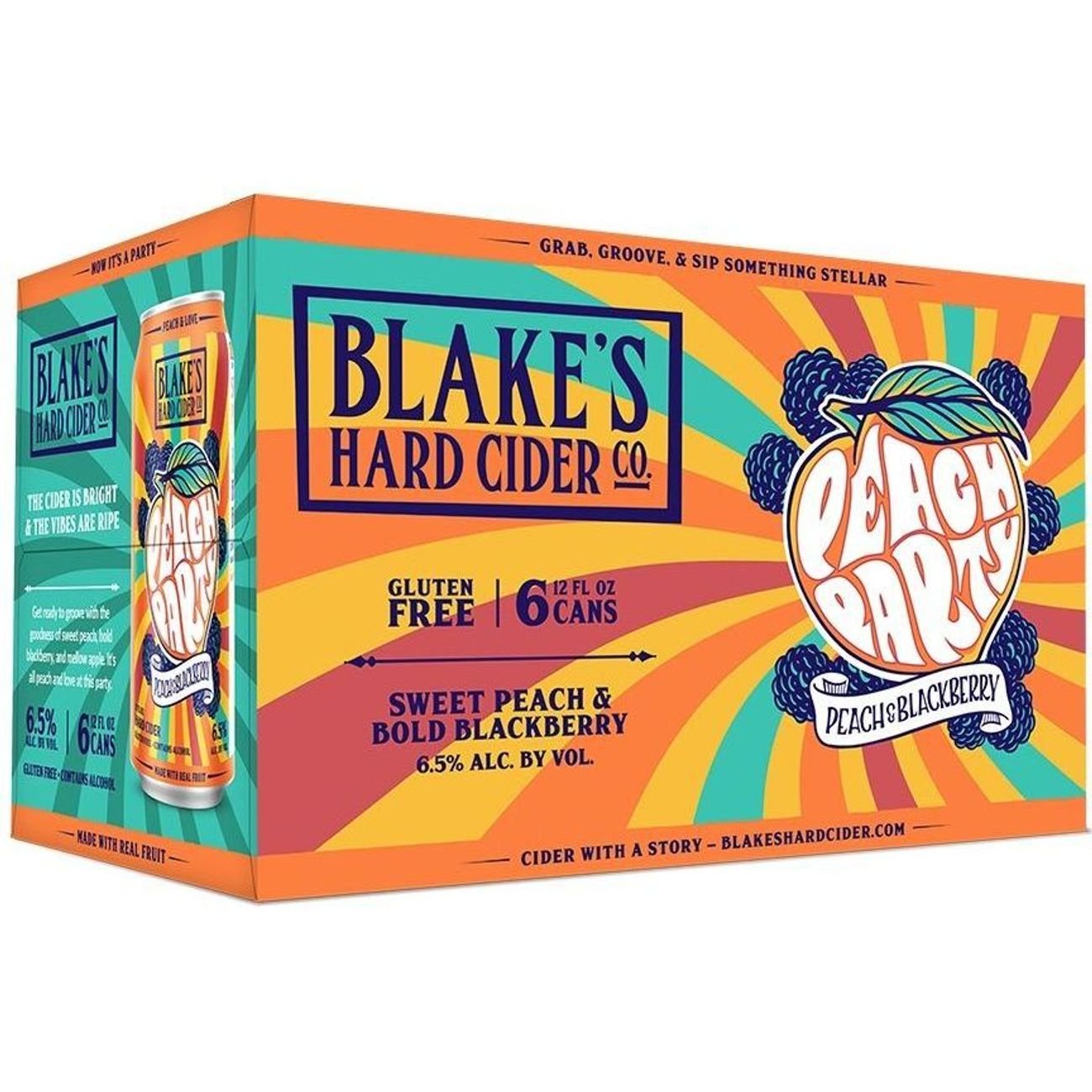 Blake's Hard Cider Peach Party Hard Cider 6 pk Cans, 12 oz