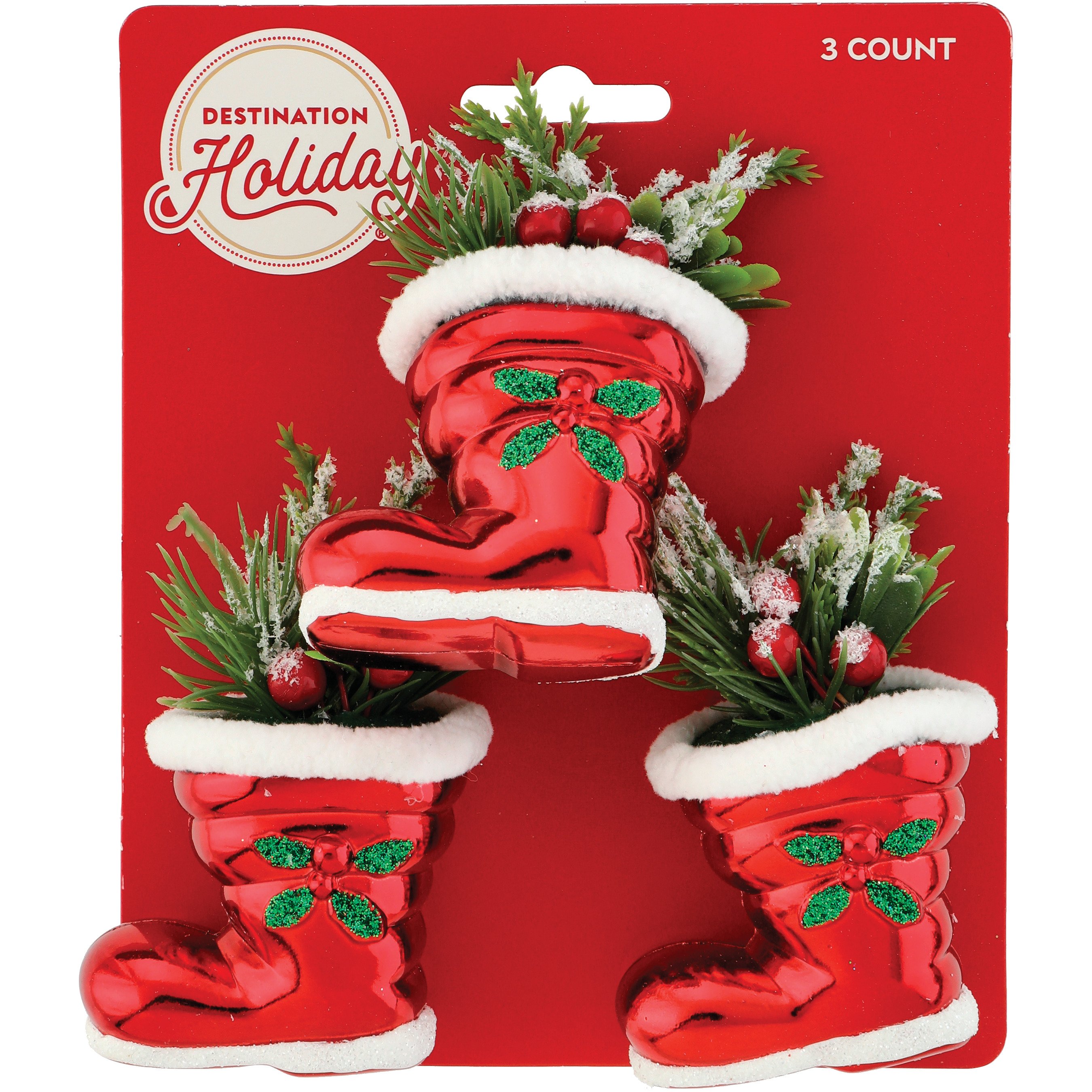 Santa Boots Boot Christmas Decor Set of 3/6/9 Ornaments Bowl