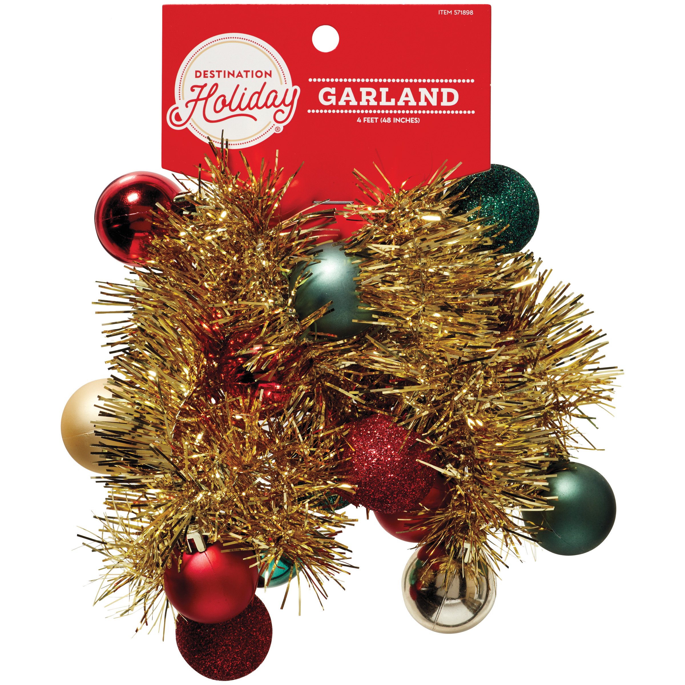 Destination Holiday Tinsel & Ball Garland Gold Shop Seasonal decor