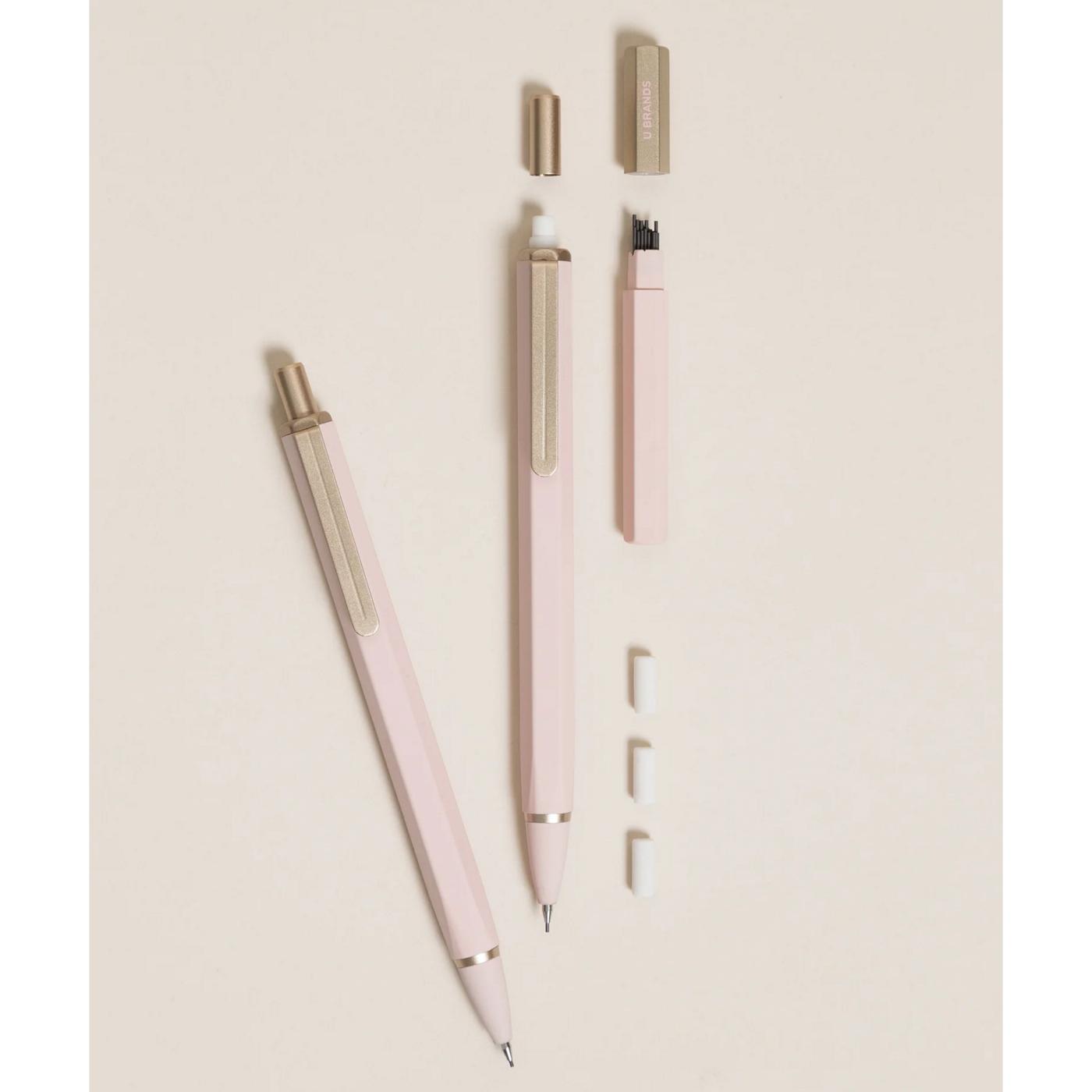 U Brands The Cambria 0.7mm Soft Touch Mechanical Pencil Set Blush