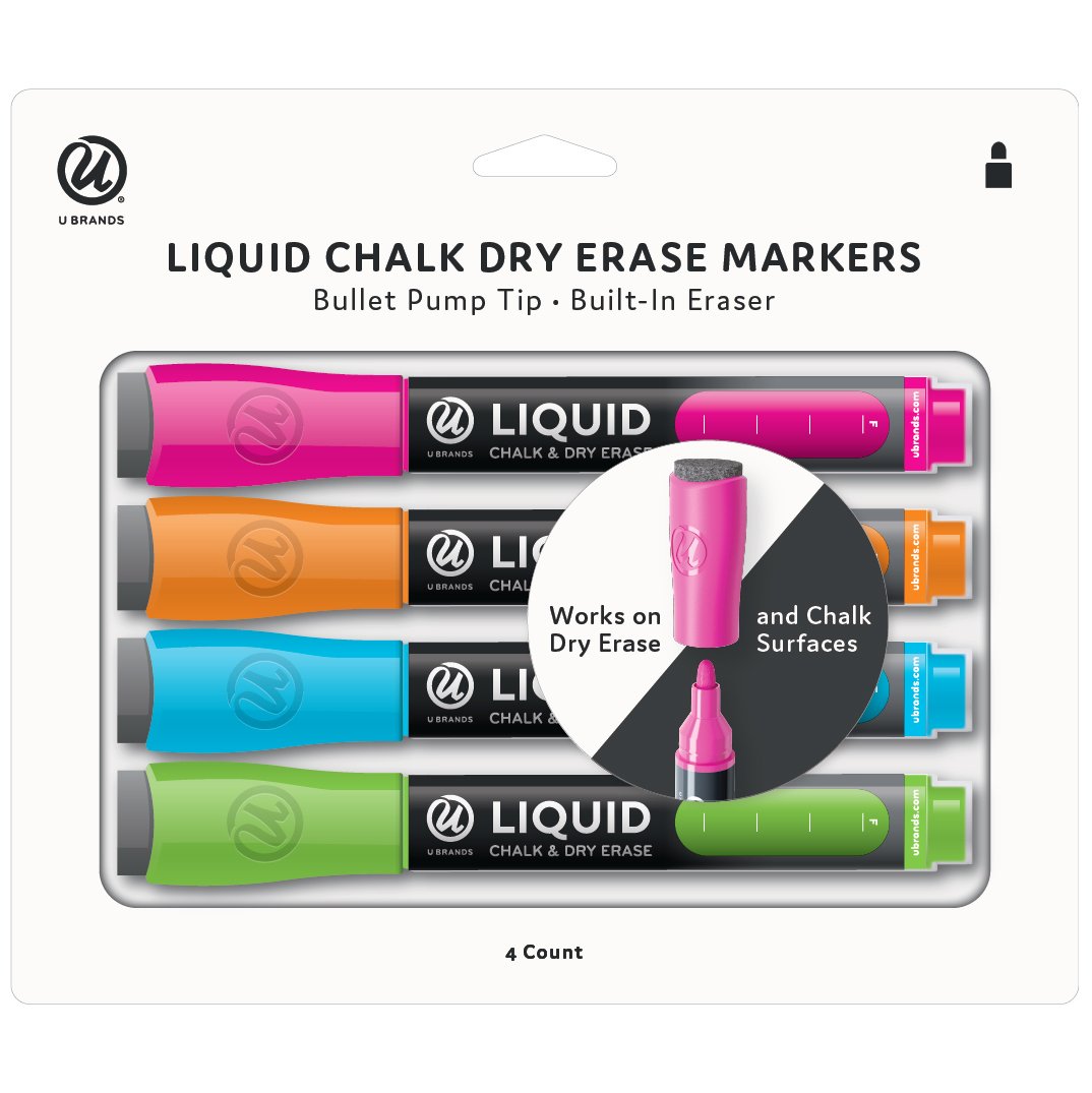 U Brands Bullet Pump Tip Liquid Chalk Dry Erase Markers