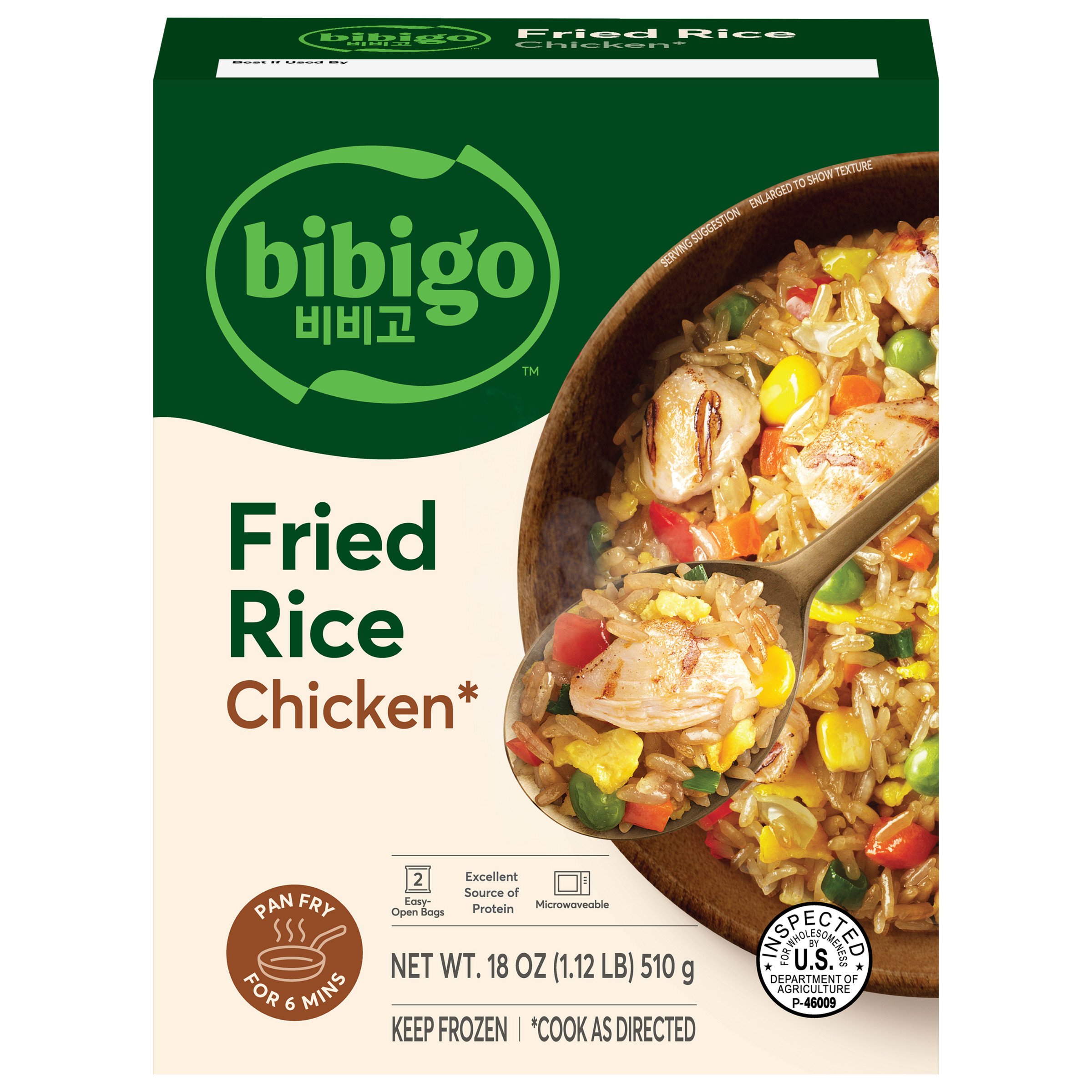 bibigo Frozen Korean BBQ Style Chicken Fried Rice, 18 oz