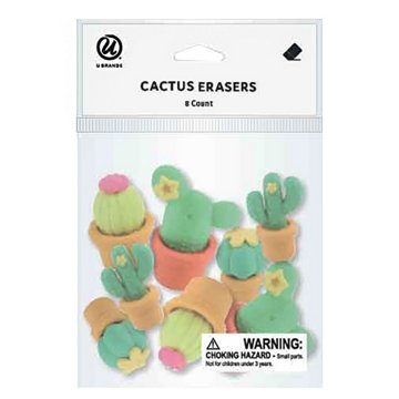 U Brands Cactus Erasers, 8 ct