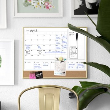 U Brands Metal Frame 4-in-1 Dry Erase Planner Board, 16" x 20"