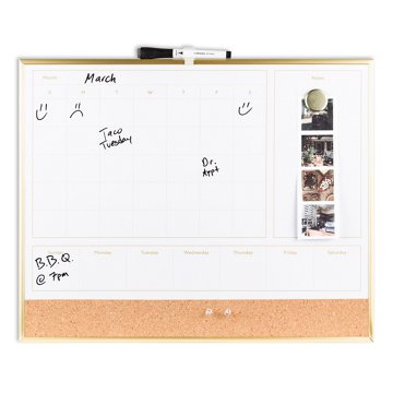 U Brands Metal Frame 4-in-1 Dry Erase Planner Board, 16" x 20"