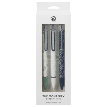 U Brands The Monterey 1.0mm Arid Ivey Ballpoint Pens - Black Ink, 3 pk