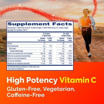 Emergen-C Crystals, On-the-Go  Immune Support Supplement with Vitamin C, B Vitamins, Zinc and Manganese, Strawberry Burst