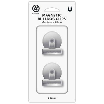U Brands Medium Magnetic Bulldog Clips - Silver, 2 ct