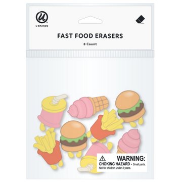 U Brands Fast Food Erasers, 8 ct