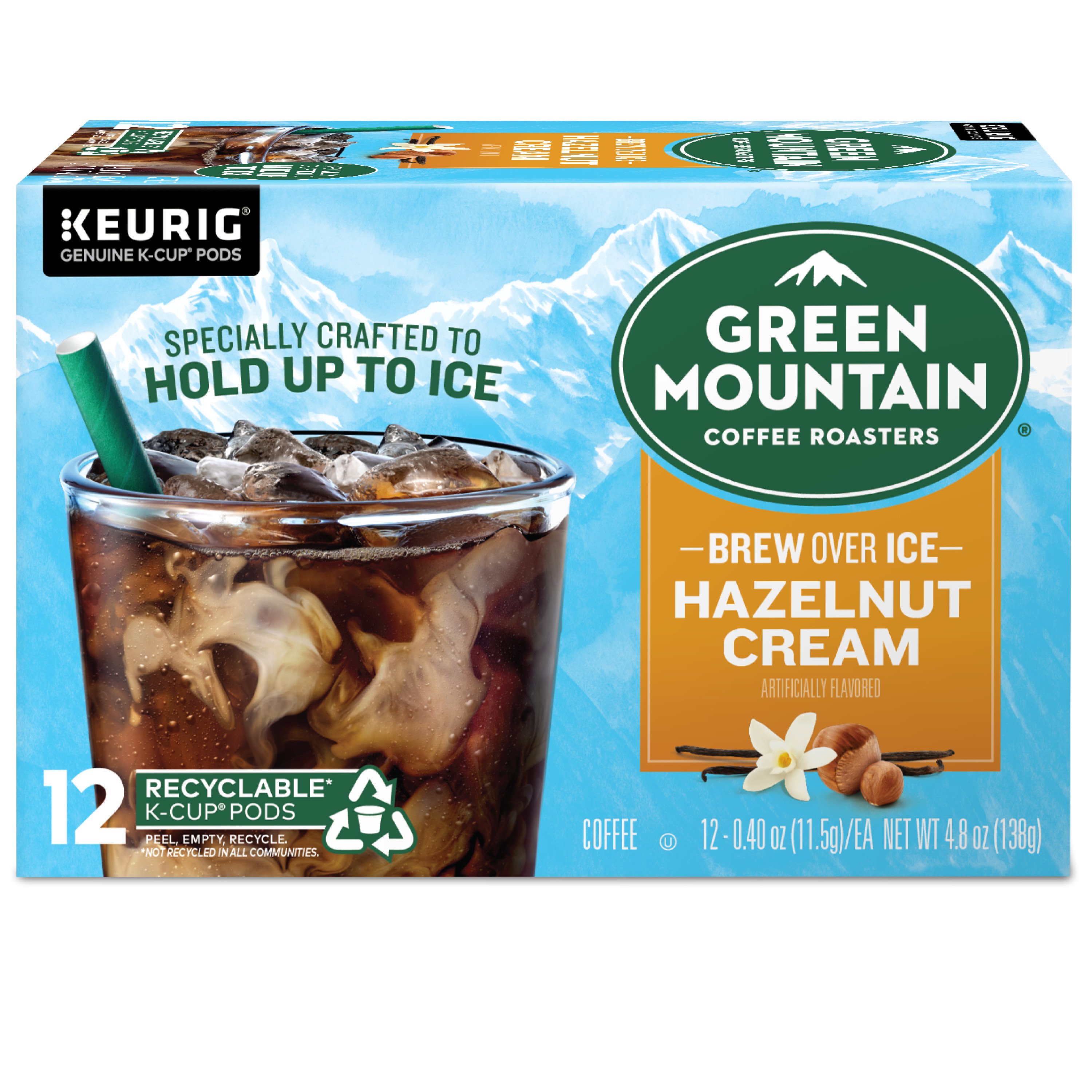 Green Mountain Coffee Hazelnut Cream Brew Over Ice Coffee K-Cups , 24/Box