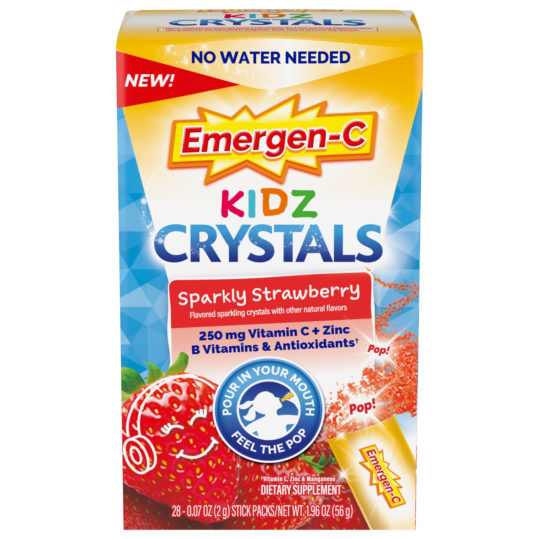 EmergenC Kids Crystals Stick Packs Sparkly Strawberry Shop