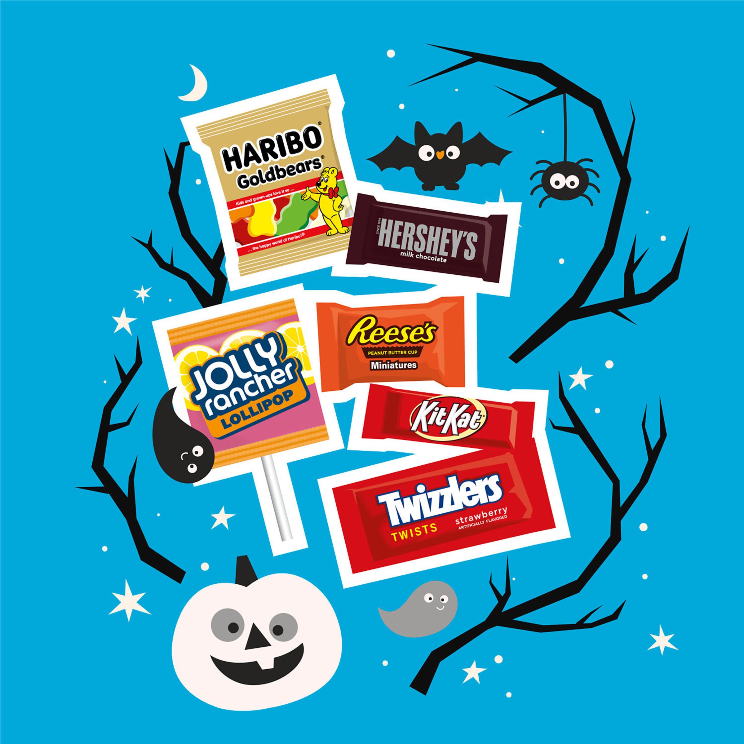Halloween Candy, HARIBO Sweet or Scary Mix Candy Bulk Treat Pack (45 Mini  Bags)