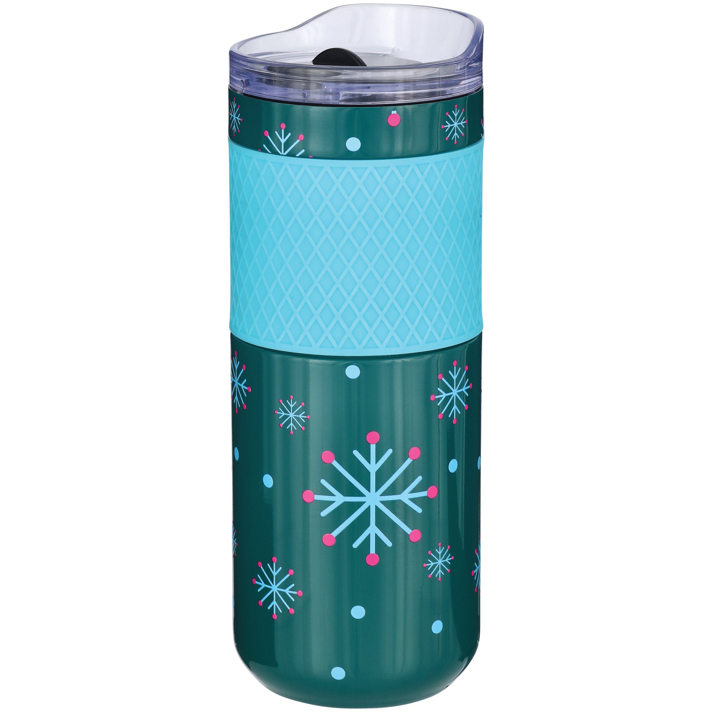 Destination Holiday Snowflakes Stainless Steel Coffee Cup with Grip