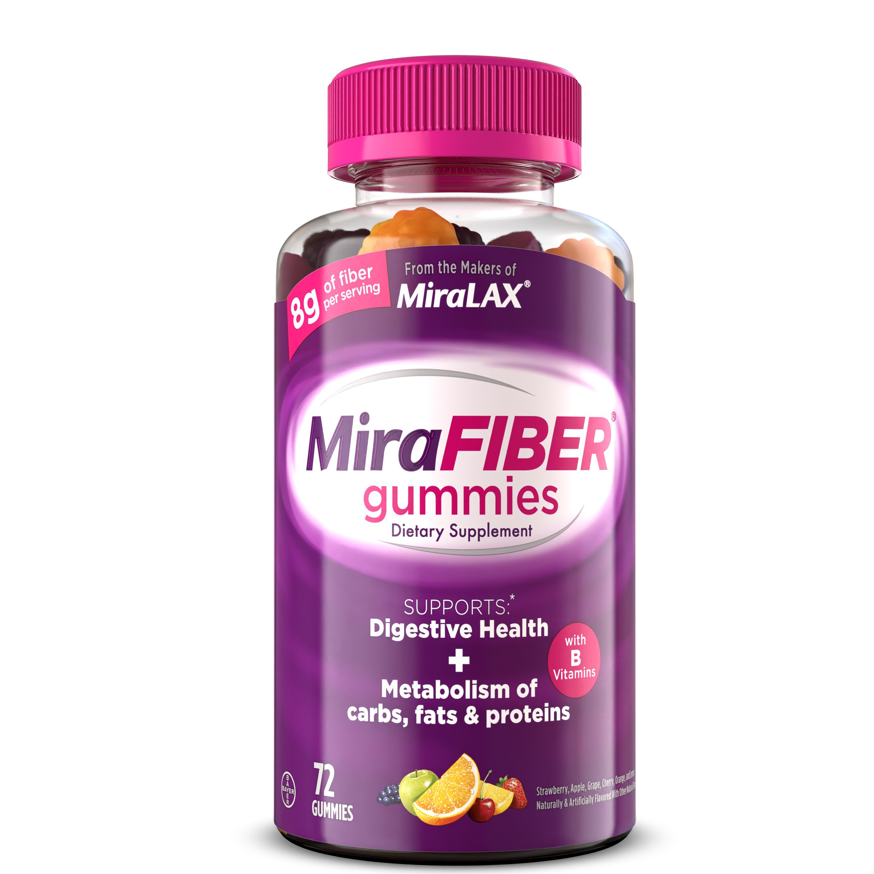 MiraFIBER 8g Fiber Digestive Health Support Gummies, 72 ct