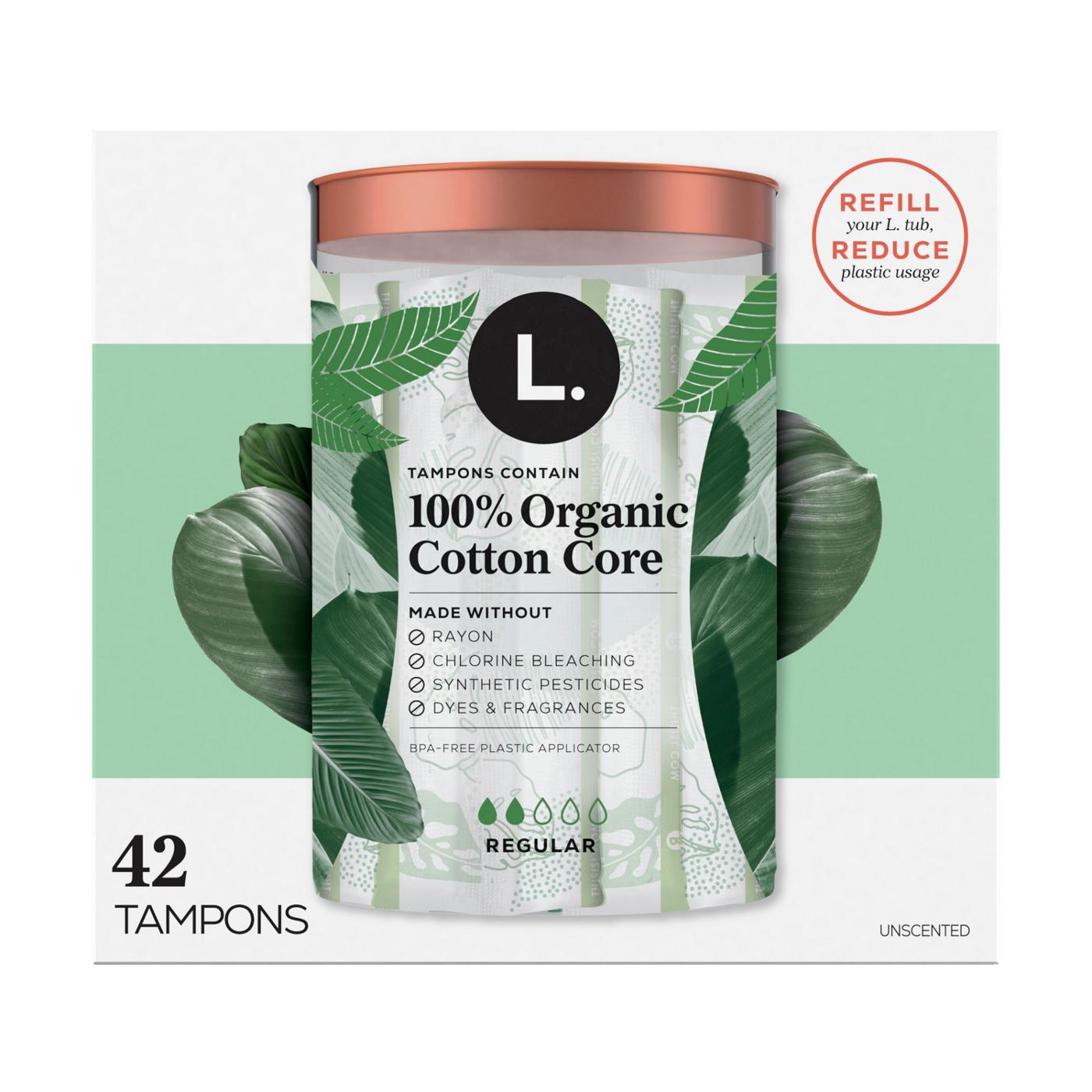 L. Organic Cotton Core Tampons - Regular; image 3 of 10