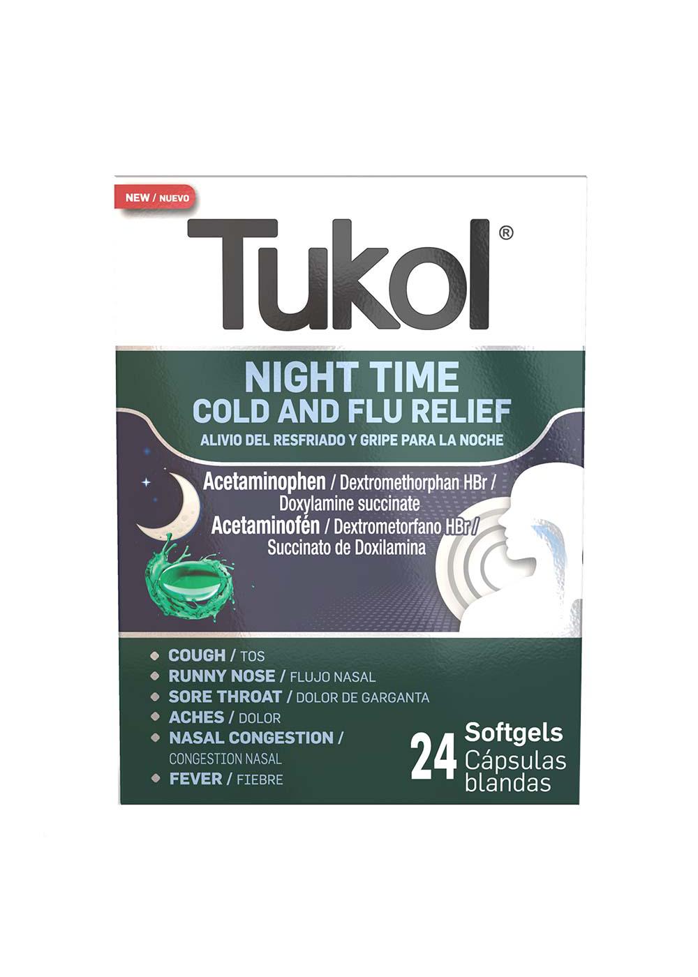 Tukol Night Time Cold And Flu Relief Softgels; image 1 of 2