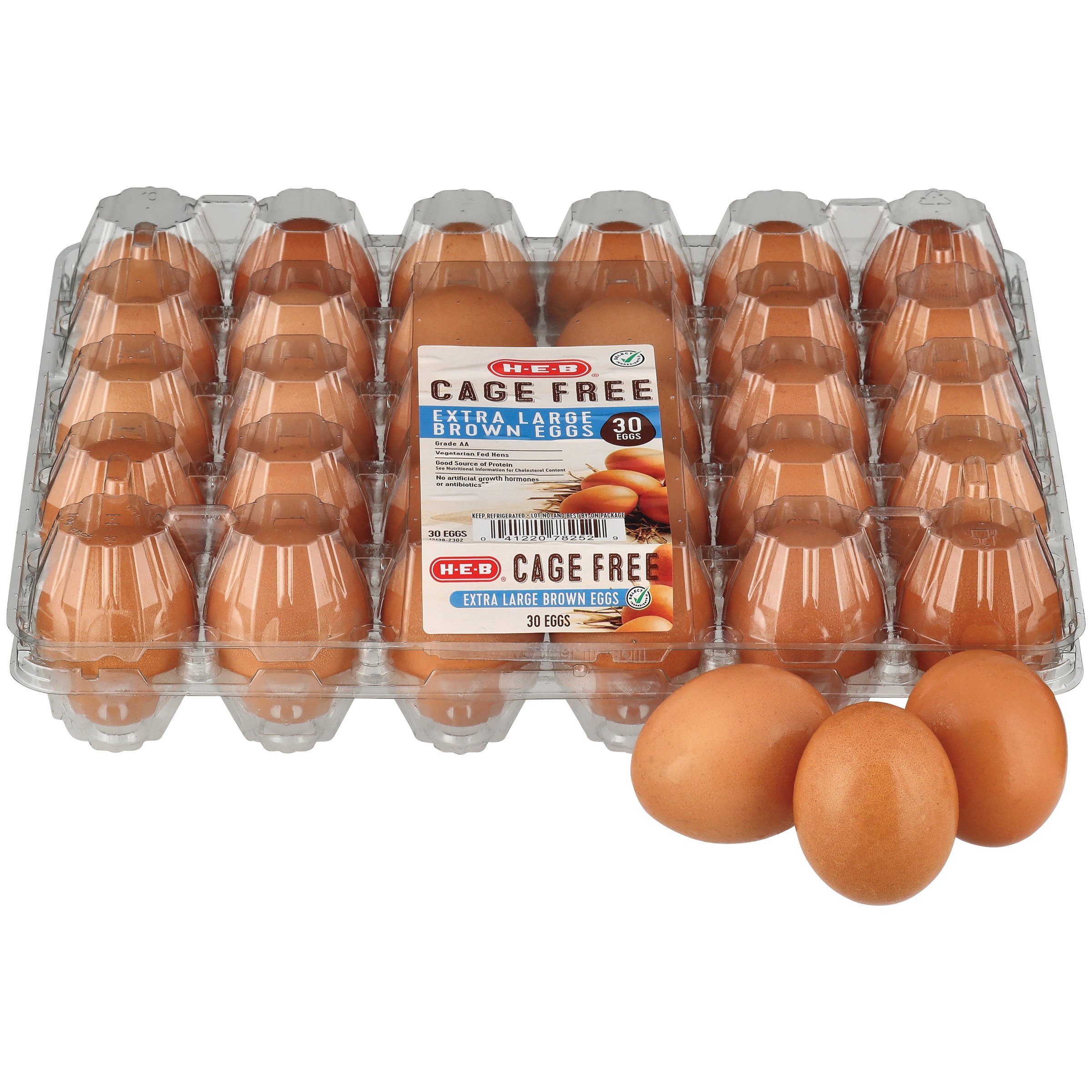 H-E-B Grade AA Cage Free Extra Large Brown Eggs, 30 ct
