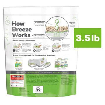 Tidy Cats Purina Breeze Unscented 99.9 Percent Dust Free Multi Cat Zeolite Pellet Litter Refill, 3.5 lb
