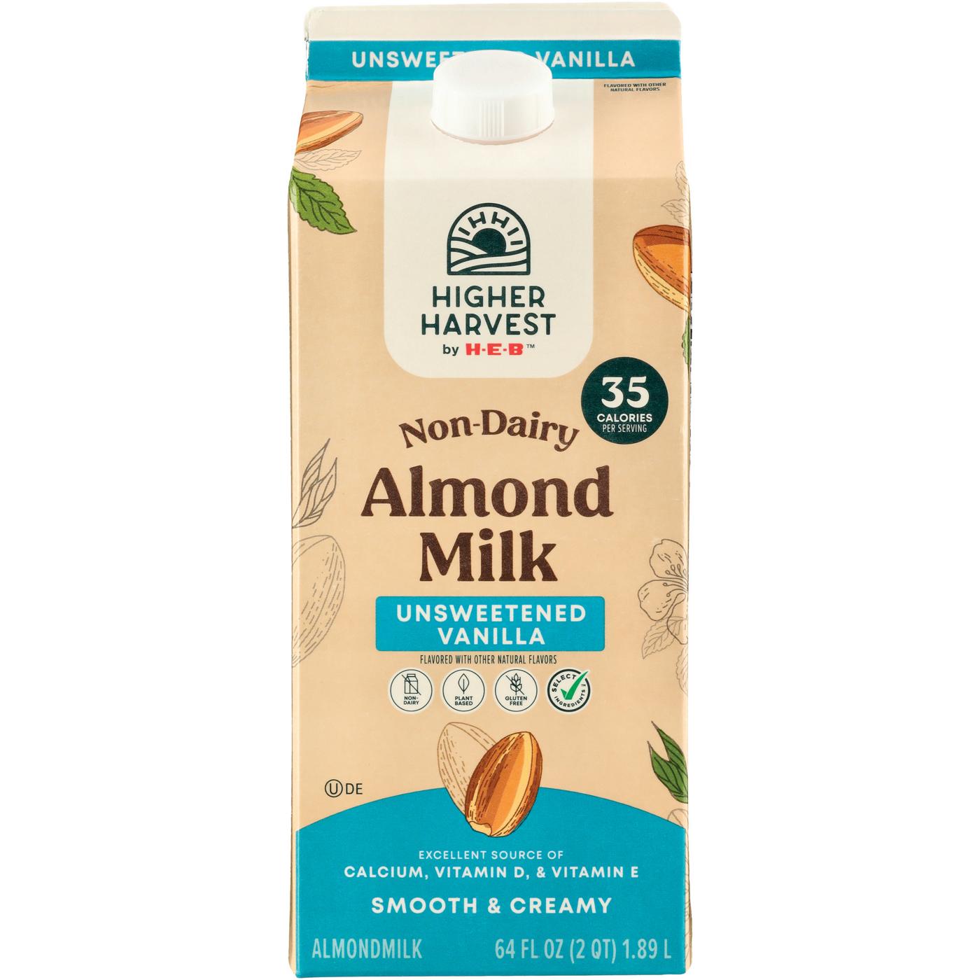 Higher Harvest by H-E-B Non-Dairy Almond Milk – Unsweetened Vanilla; image 1 of 2