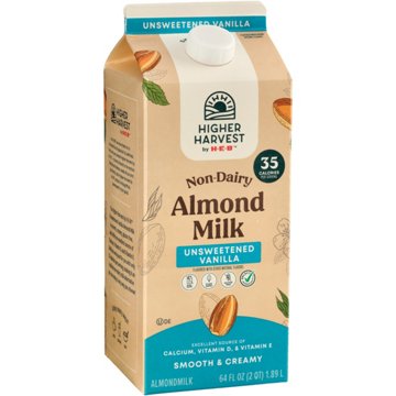 Higher Harvest by H-E-B Non-Dairy Unsweetened Vanilla Almond Milk, 1/2 gal