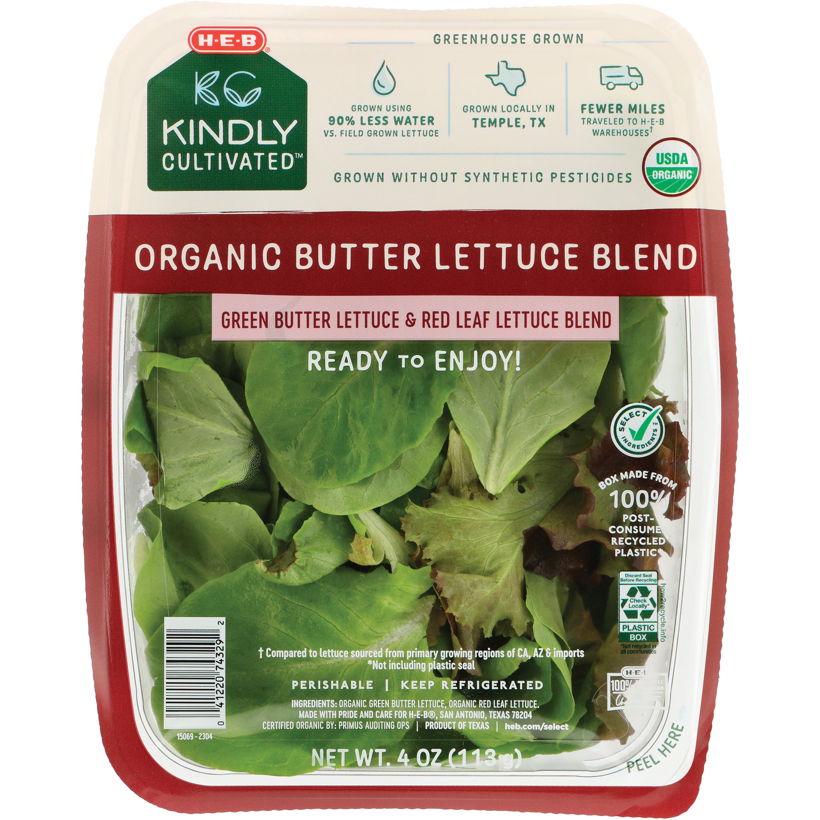 H-E-B Kindly Cultivated Fresh Organic Butter Lettuce Blend, 4 oz