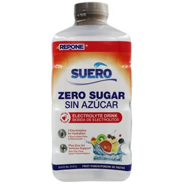 Repone Suero Zero Sugar Electrolye Drink - Fruit Punch , 33.8 oz