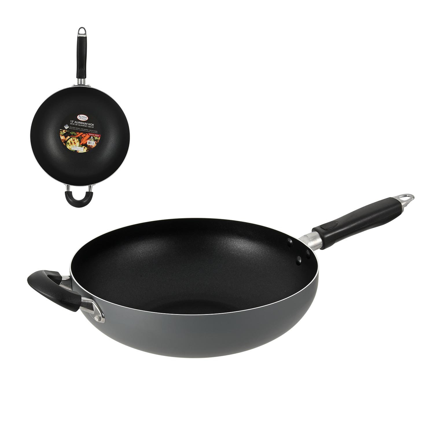 Alpine Cuisine Wok Aluminum, 12