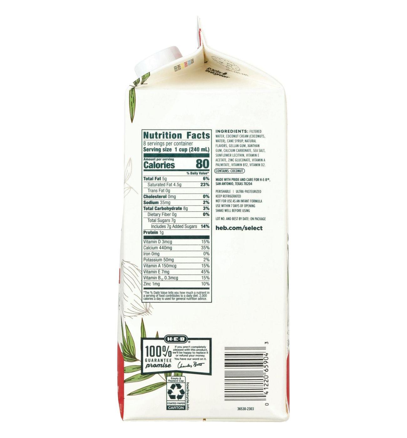 Higher Harvest by H-E-B Non-Dairy Original Coconut Milk; image 3 of 3