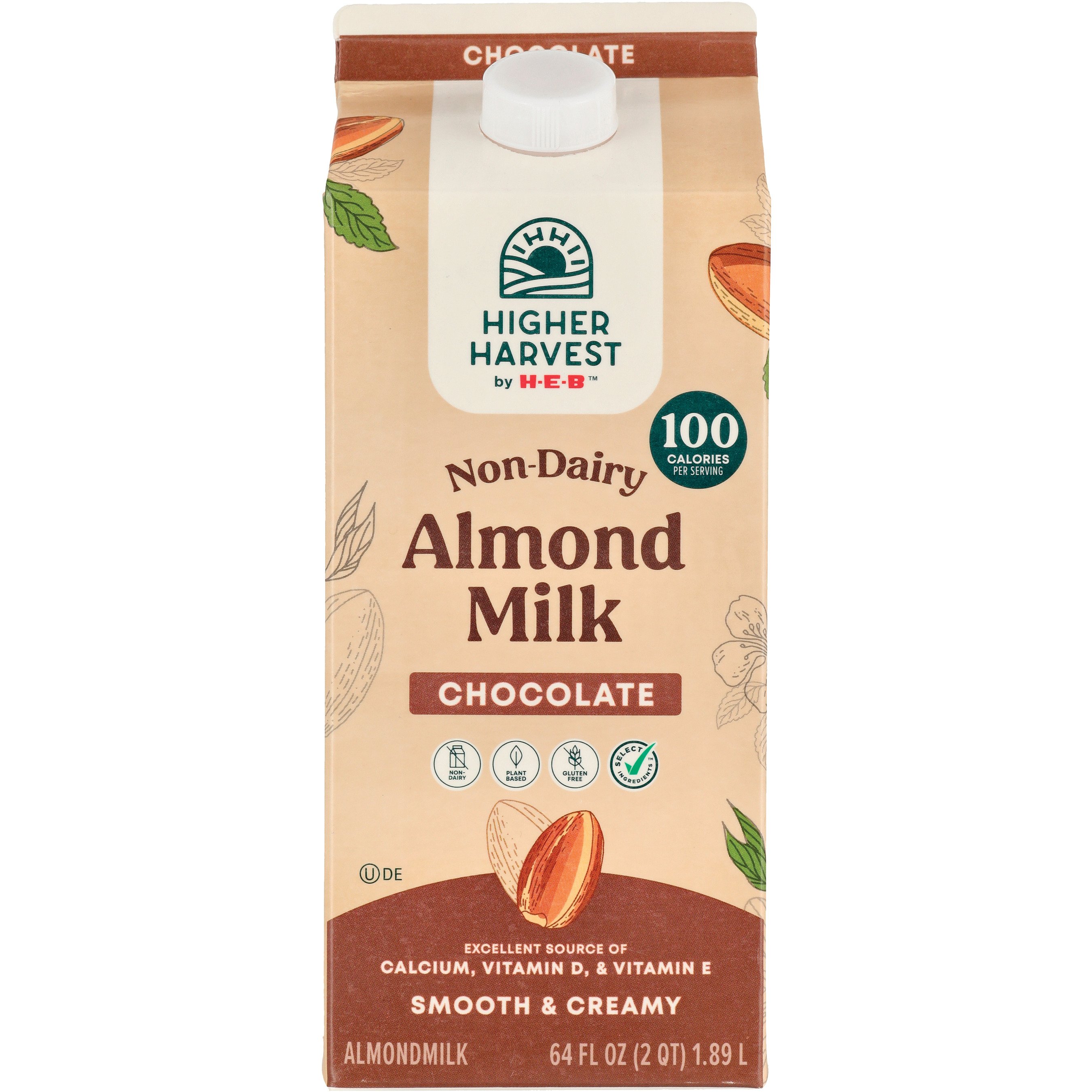 Higher Harvest by H-E-B Non-Dairy Chocolate Almond Milk, 1/2 gal