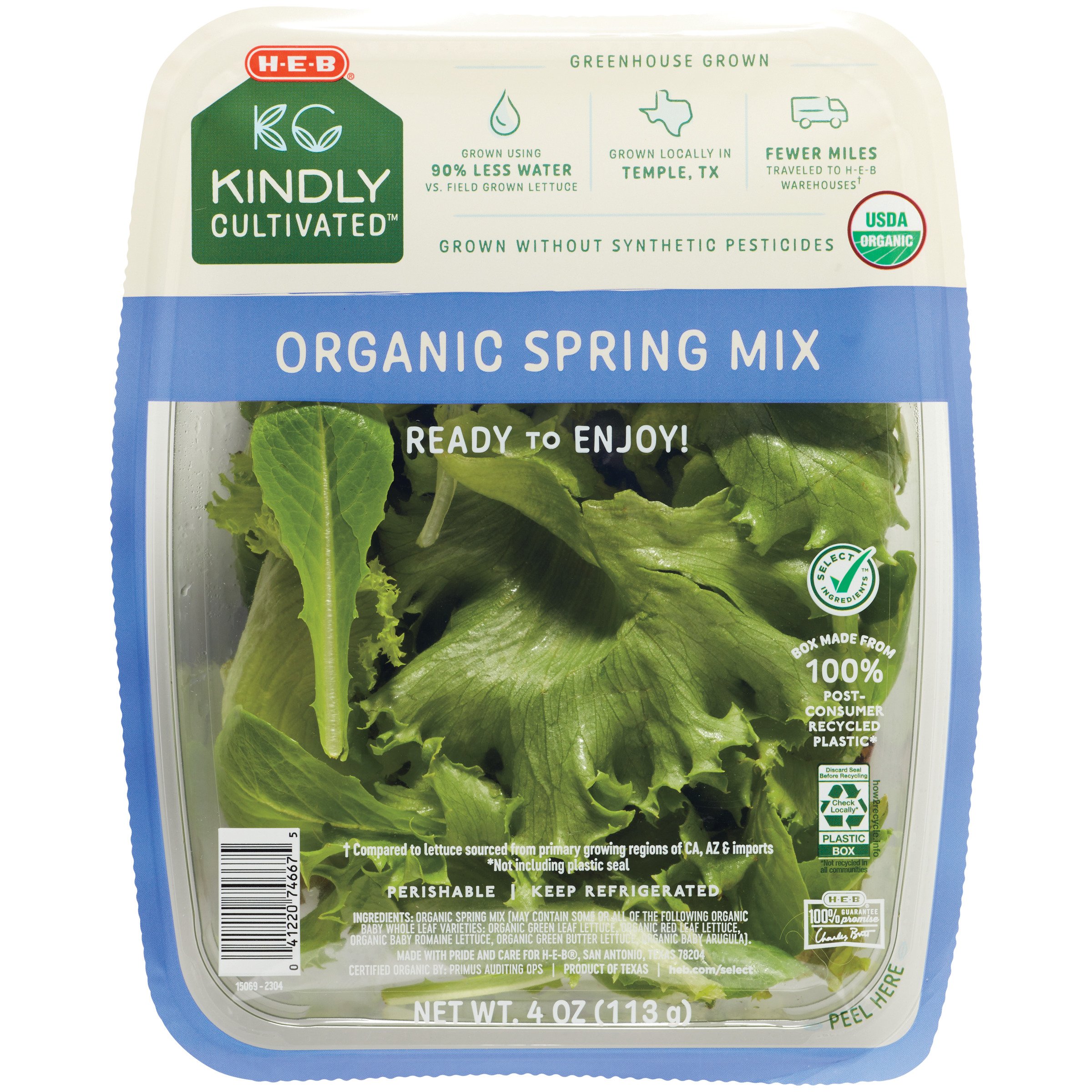 H-E-B Kindly Cultivated Fresh Organic Spring Mix Lettuce - Shop Lettuce ...