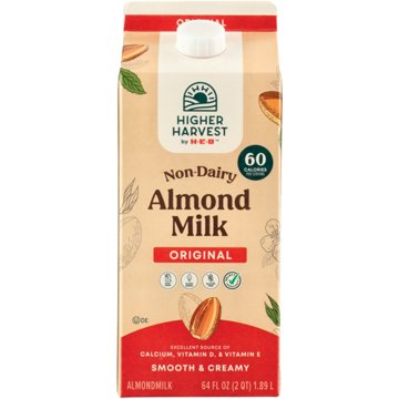Higher Harvest by H-E-B Non-Dairy Original Almond Milk, 1/2 gal