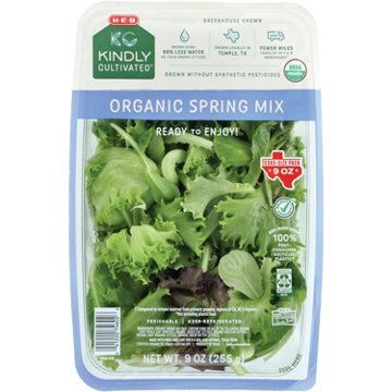 H-E-B Kindly Cultivated Fresh Organic Spring Mix Lettuce – Texas-Size Pack, 9 oz