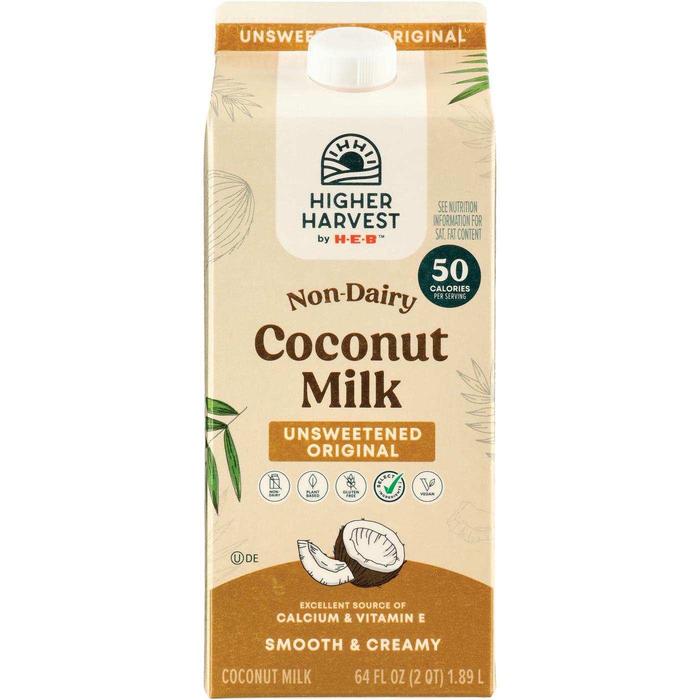 Higher Harvest by H-E-B Non-Dairy Coconut Milk – Unsweetened Original; image 1 of 2