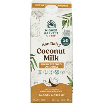 Higher Harvest by H-E-B Non-Dairy Unsweetened Original Coconut Milk, 1/2 gal