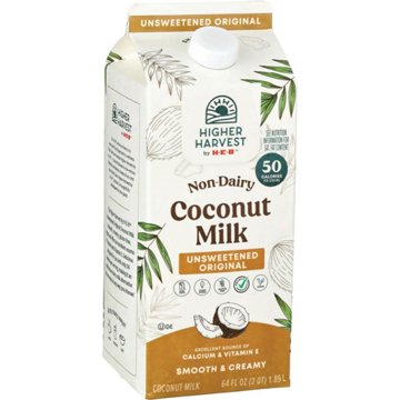 Higher Harvest by H-E-B Non-Dairy Unsweetened Original Coconut Milk, 1/2 gal