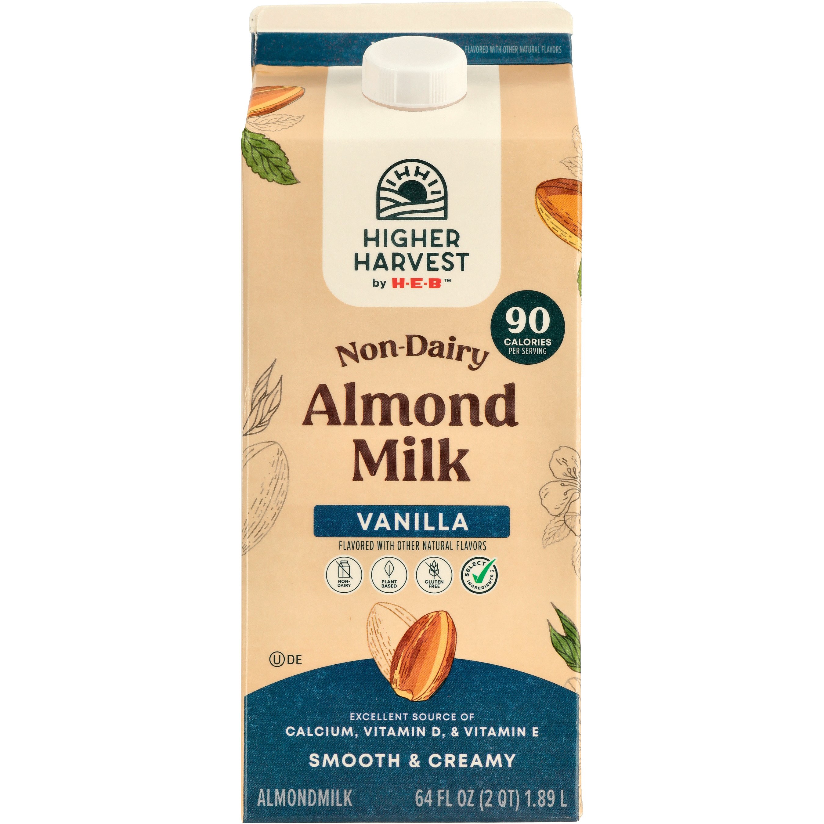 Higher Harvest by H-E-B Non-Dairy Vanilla Almond Milk, 1/2 gal